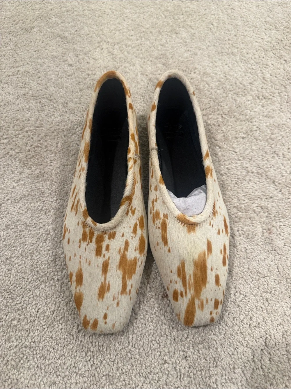 ASOS Cream and Brown Cowhide Ballet Flats